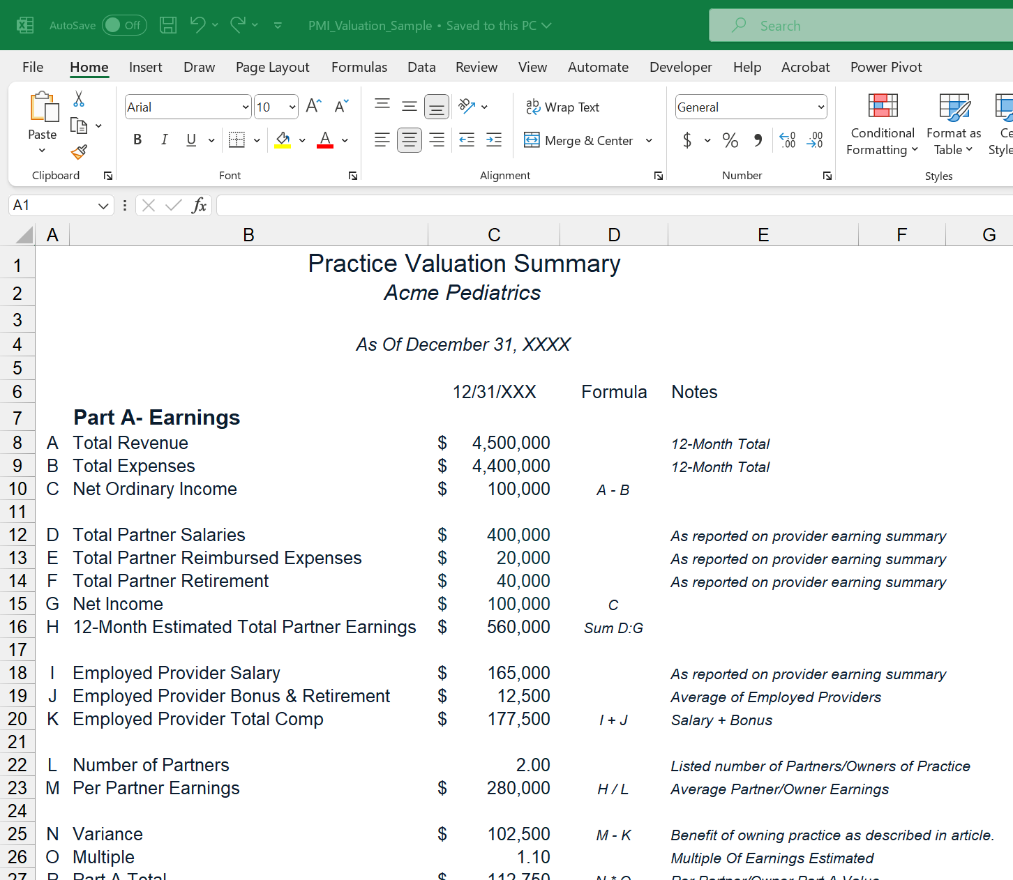 Pediatric Practice Valuation Worksheet Pediatric Practice Valuation Worksheet