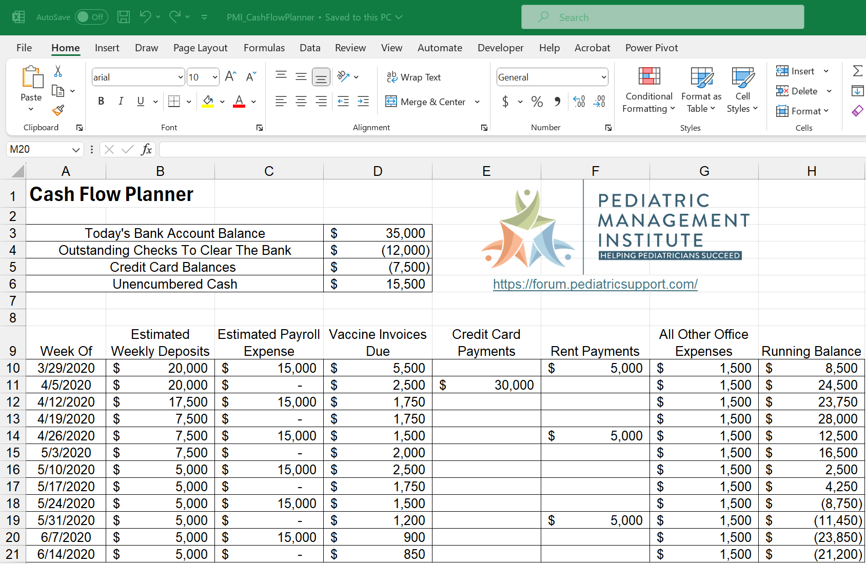 PMI Cash Flow Planner